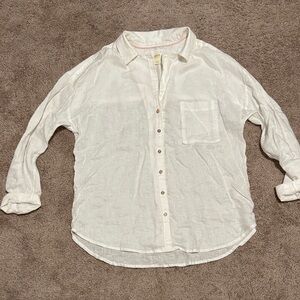 Anthropologie Cream Button-Down Shirt